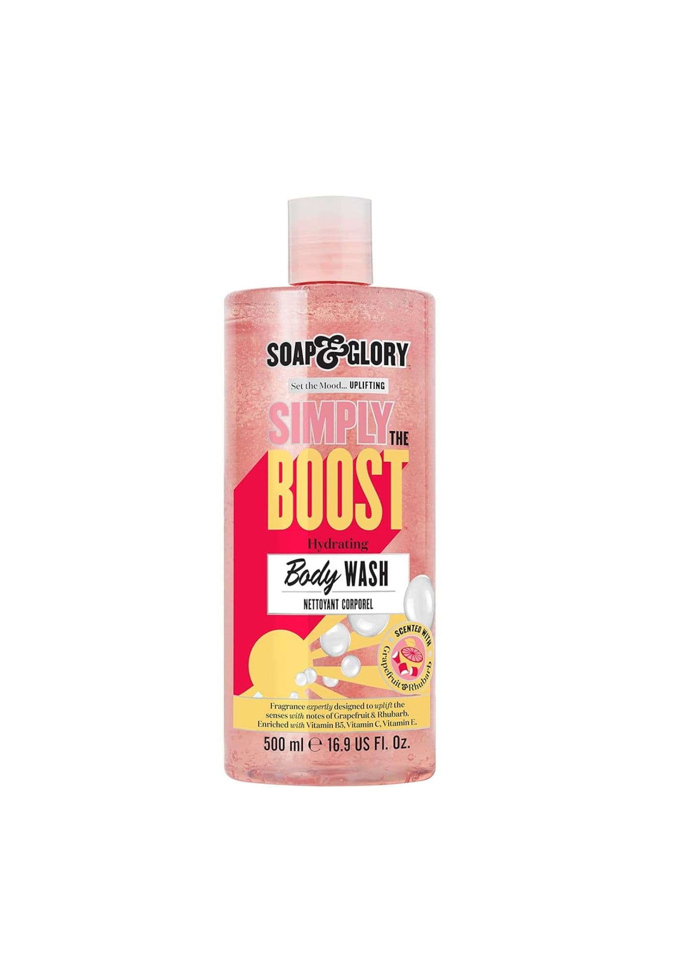 Gel de douche rafraîchissant et revitalisant à la vitamine C et E Parfum pamplemousse Simply Boost SOAP&GLORY (500 ml)